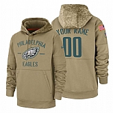 Philadelphia Eagles Customized Nike Tan Salute To Service Name & Number Sideline Therma Pullover Hoodie,baseball caps,new era cap wholesale,wholesale hats